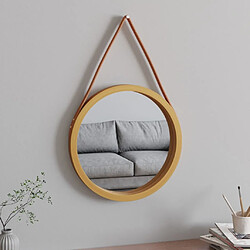 Maison Chic Miroir mural avec sangle | Miroir Décoration pour Maison Salle de Bain Doré ? 45 cm -GKD56982