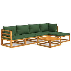 Maison Chic Salon de jardin 6 pcs + coussins - Mobilier/Meubles de jardin - Table et chaises d'extérieur vert bois massif -MN78750