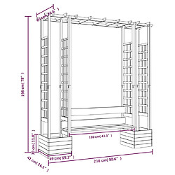 vidaXL Pergola de jardin avec banc et jardinières Bois de pin imprégné pas cher