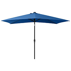 Helloshop26 Parasol avec led et mât en acier 2 x 3 m bleu azuré 02_0008067