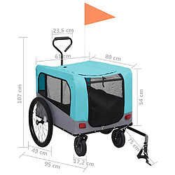 vidaXL Remorque de vélo pour chiens et poussette 2-en-1 bleu et gris pas cher