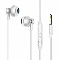 C71 Métal Semi-In-Ear Écouteurs Contrôle De Fil Hifi Réduction Du Bruit Écouteurs Avec Microphone Casque Universel Blanc