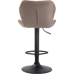 Decoshop26 Tabouret de bar x1 avec coutures décoratives en forme de losanges en tissu taupe et métal noir 10_0004662 pas cher