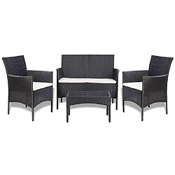 Maison Chic Salon de jardin 4 pcs + coussins - Mobilier/Meubles de jardin - Table et chaises d'extérieur Résine tressée Noir -MN59403