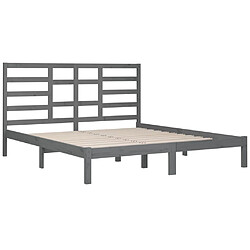 Avis vidaXL Cadre de lit sans matelas bois massif gris 200x200 cm