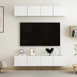 Maison Chic Meubles TV 4 pcs | Banc TV Moderne pour salon | Meuble de Rangement Blanc 80x30x30 cm Aggloméré -MN35136