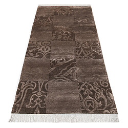 Avis Vidal Tapis de couloir en laine 211x81 brun Darya