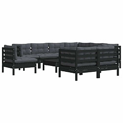 Avis Maison Chic Salon de jardin 10 pcs + coussins - Mobilier/Meubles de jardin - Table et chaises d'extérieur Noir Bois de pin solide -MN42045