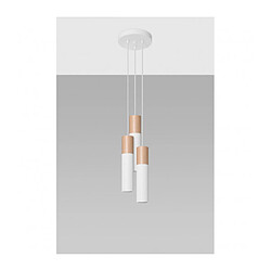 Luminaire Center Suspension Pablo Cluster Bois,acier blanc,bois naturel 3 ampoules 100cm