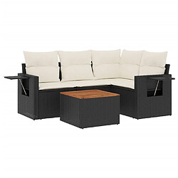 vidaXL Salon de jardin 5 pcs avec coussins noir résine tressée