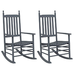 Maison Chic Lot de 2 Chaises à bascule sièges incurvés gris peuplier massif -GKD20854