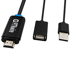 Acheter Wewoo Pour iPhone / iPad, Support noir iOS 7.0 et ci-dessus CA04F USB 2.0 Mâle + USB 2.0 Femelle vers HDMI 1.4 HDTV Câble Adaptateur AV