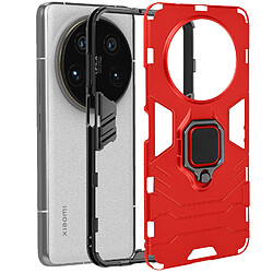 Avizar Coque pour Xiaomi 14 Ultra Anneau Support Bi-matière Antichoc Rouge pas cher