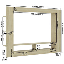 vidaXL Meuble TV chêne sonoma 152x22x113cm bois d'ingénierie pas cher