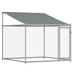 vidaXL Cage pour chien avec toit et porte gris 2x2x2 m acier galvanisé