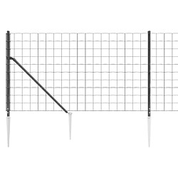 Avis vidaXL Clôture en treillis métallique et ancrage anthracite 0,8x10 m