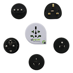 Adaptateur prise voyage universel 5en1 - 100 pays USA/Asie/UK - blanc - Q2 Power