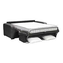 Vente-Unique Canapé 3 places convertible express en velours côtelé gris anthracite - Couchage 140 cm - Matelas 18 cm - BEVIS pas cher