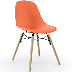 ICONIK INTERIOR Chaise de Salle à Manger - Design Scandinave - Pieds en Bois - Skögur Orange