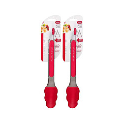 Easy Make Pince de cuisine en silicone coloré (Lot de 2) rouge.