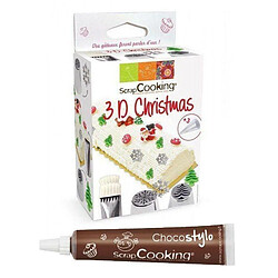 Scrapcooking Kit de douilles à pâtisserie 3D Edition Noël + 1 Stylo chocolat