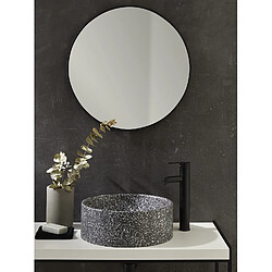 Avis Pegane Vasque à poser / lavabo en ciment coloris noir et blanc finition mate - Diamètre 40 x Hauteur 15 cm