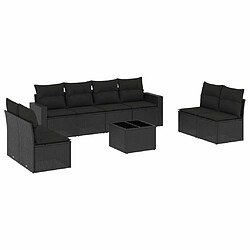 Maison Chic Salon de jardin 9 pcs avec coussins | Ensemble de Table et chaises | Mobilier d'Extérieur noir résine tressée -GKD80751