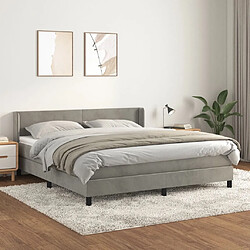 Maison Chic Lit Adulte - Lit simple Lit à sommier tapissier et matelas moelleux - Meuble de Chambre - Gris clair 160x200cm Velours -MN36592