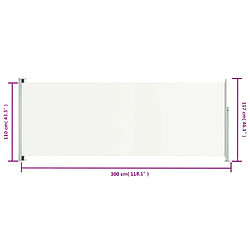 vidaXL Auvent latéral rétractable de patio 117x300 cm Crème pas cher