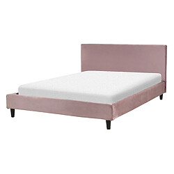 Beliani Lit double en velours rose 140 x 200 cm FITOU