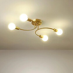 Stoex Lampe De Plafond Rétro Luminaire Plafonnier Intérieur En Métal Lustre Simple À 4 Lumières Plafonnier Moderne Pour Couloir, Chambre À Coucher,Or