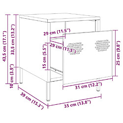 vidaXL Table de chevet blanc 35x39x43,5 cm acier pas cher