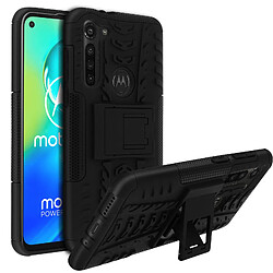 Avizar Coque Motorola Moto G8 Power Protection Bi-matière avec Béquille Support Noir