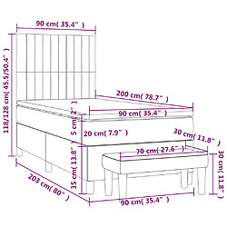 vidaXL Sommier à lattes de lit avec matelas Crème 90x200 cm Tissu pas cher