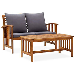 Maison Chic Salon de jardin 2 pcs avec coussins - Table et chaises d'extérieur - Mobilier/Meubles de jardin Moderne Bois d'acacia solide -MN14135