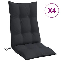 vidaXL Coussins de chaise à dossier haut lot de 4 noir tissu oxford