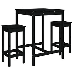 Maison Chic Table de bar et chaises d'extérieur 3 pcs,Ensemble de bar de jardin pour relax noir bois de pin massif -GKD128766