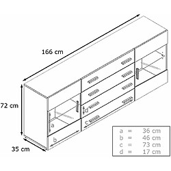 Mpc Bahut Noir Façade Laquée Corps Mat 166x 72 X 35 Cm