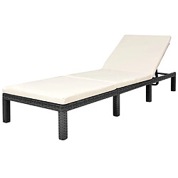 Maison Chic Chaise longue avec coussin | Bain de soleil Relax | Transat Résine tressée Noir -GKD84189