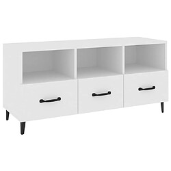 Maison Chic Meuble TV scandinave - Banc TV pour salon Blanc 102x35x50 cm Bois d'ingénierie -MN36369