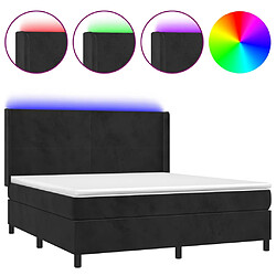 vidaXL Sommier à lattes de lit matelas et LED Noir 160x200 cm Velours