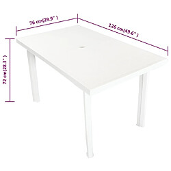 Maison Chic Table de jardin | Table d'extérieur Blanc 126 x 76 x 72 cm Plastique -GKD48790 pas cher