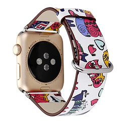 Avis Wewoo Bracelet pour Apple Watch Series 3 & 2 & 1 42mm mode coloré motif de chat en cuir véritable bande de montre-bracelet