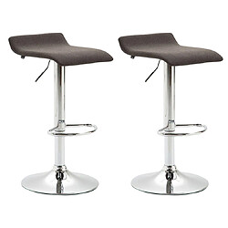 Decoshop26 2 x tabourets de bar avec repose-pieds design simple assise en tissu gris foncé pied trompette en métal chromé 10_0004136