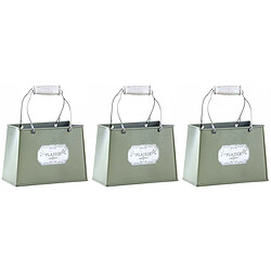 Aubry Gaspard Panier métal laqué olive avec anses mobiles Plaisir (Lot de 3).