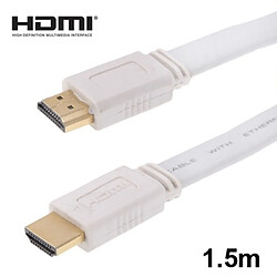 Wewoo Câble or et blanc Version 1.4, plaqué HDMI à HDMI 19Pin plat, support HD TV / XBOX 360 / PS3 Playstation 3 / projecteur / lecteur DVD etc, longueur: 1,5 m