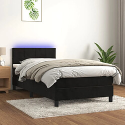 Sommier à lattes et LED,Cadre à lattes de lit avec matelas pour Adulte Noir 90x200 cm -MN82769