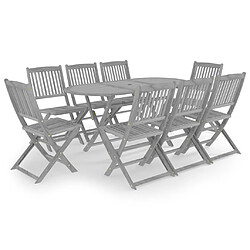 Maison Chic Mobilier à dîner 9 pcs de jardin - Ensemble table et chaises d'extérieur - Salon/Mobilier de jardin classique Bois d'acacia massif Gris -MN50088