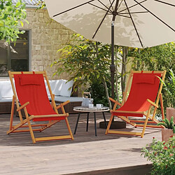 Maison Chic Lot de 2 Chaises de plage pliables | Chaises Relax d'extérieur rouge tissu -GKD21077