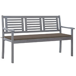 vidaXL Banc de jardin 3 places avec coussin 150 cm Gris Eucalyptus 